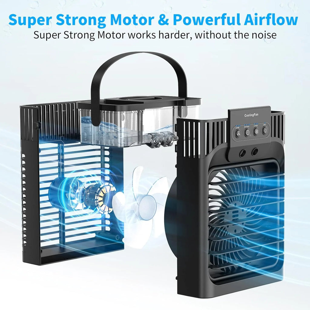 Portable Air Conditioners,4-in-1 Evaporative Air Cooler with 3 Speeds, 3 Modes & 7 LED Light Cooling Fan with Remote, 2-8H Timer, 1200ML Personal Mini Air Conditioner for Bedroom and Office